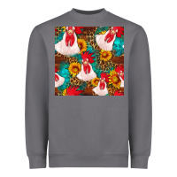 Storm western  chicken with sunflowers seamless pattern Heavyweight Sweatshirt - FaDigitalArtStudio