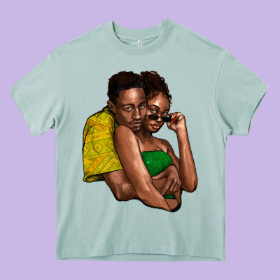 Black Couple Heavy Core Tee Designed By Nancycooperartshop