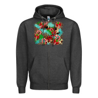Charcoal Heather Christmas Plaid Turquoise Glitter Cowhide Zipper Hoodie - FaDigitalArtStudio