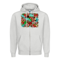 Dove Grey Christmas Plaid Turquoise Glitter Cowhide Zipper Hoodie - FaDigitalArtStudio