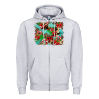 Heather Grey Christmas Plaid Turquoise Glitter Cowhide Zipper Hoodie - FaDigitalArtStudio