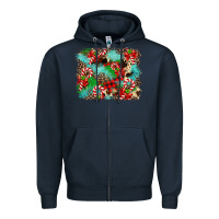 Christmas Plaid Turquoise Glitter Cowhide Zipper Hoodie | Teevron