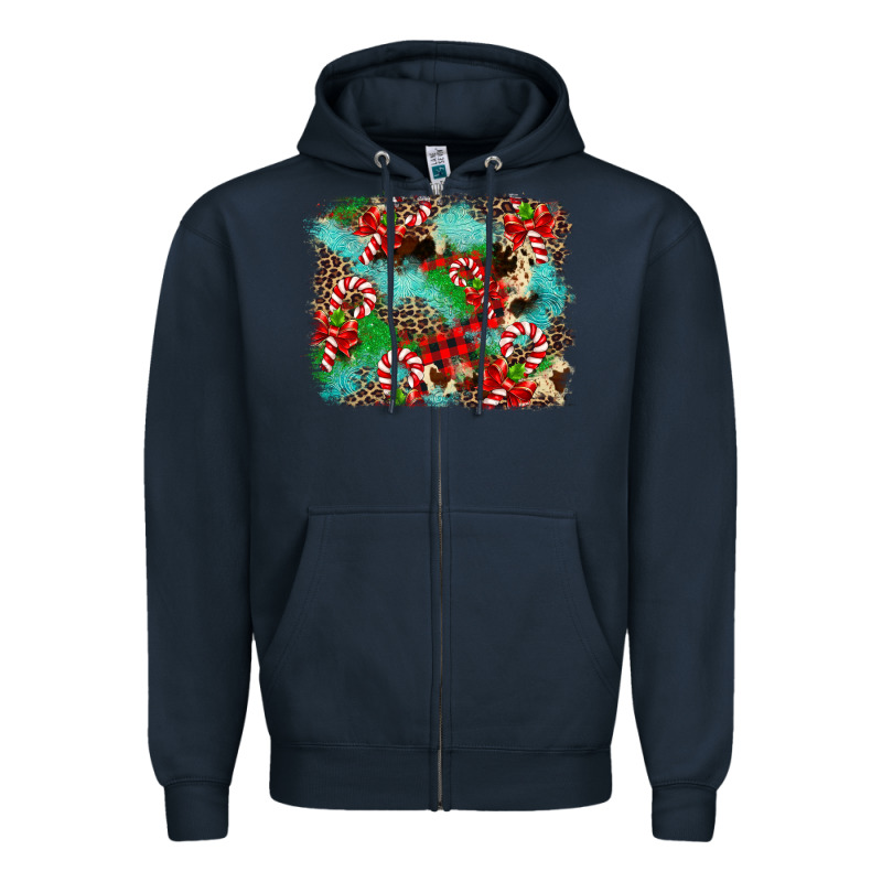 Christmas Plaid Turquoise Glitter Cowhide Zipper Hoodie by FaDigitalArtStudio | Teevron