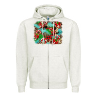 Oatmeal Heather Christmas Plaid Turquoise Glitter Cowhide Zipper Hoodie - FaDigitalArtStudio