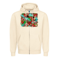 Sandshell Christmas Plaid Turquoise Glitter Cowhide Zipper Hoodie - FaDigitalArtStudio