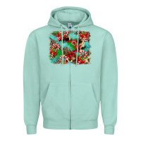 Seafoam Christmas Plaid Turquoise Glitter Cowhide Zipper Hoodie - FaDigitalArtStudio