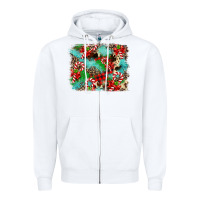 White Christmas Plaid Turquoise Glitter Cowhide Zipper Hoodie - FaDigitalArtStudio
