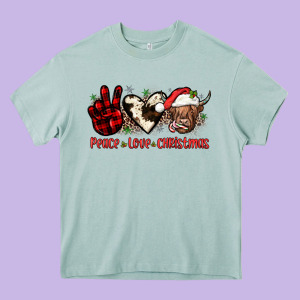 Peace Love Christmas Heavy Core Tee Designed By Jahusdesignshop