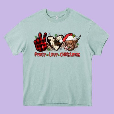 Peace Love Christmas Heavy Core Tee Designed By Jahusdesignshop