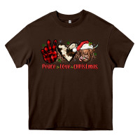 Chocolate Brown peace love christmas Heavy Core Tee - JahusDesignShop