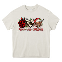 Cream peace love christmas Heavy Core Tee - JahusDesignShop