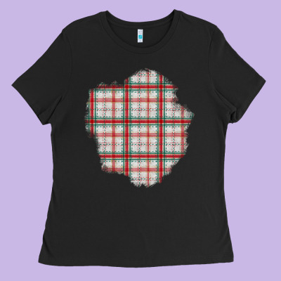 Christmas Tartan Patch Ladies Tee Designed By Bundleandbundleshop