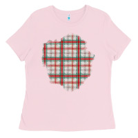 Bubblegum Pink Christmas Tartan Patch Ladies Tee - BundleAndBundleShop