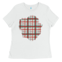 White Christmas Tartan Patch Ladies Tee - BundleAndBundleShop