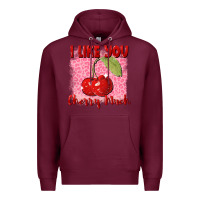 Burgundy i like you cherry much Premium Hoodie - FaDigitalArtStudio