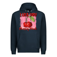 Navy i like you cherry much Premium Hoodie - FaDigitalArtStudio