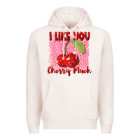 Pale Pink i like you cherry much Premium Hoodie - FaDigitalArtStudio