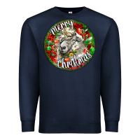 Navy christmas lincoln sheep Premium Sweatshirt - LillyAllenDesigns