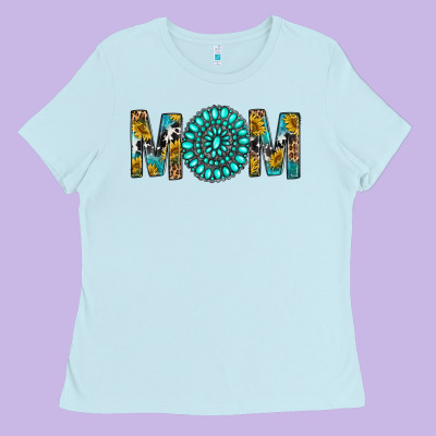 Western Mom With Turquoise Gemstone Ladies Tee Designed By Bundleandbundleshop