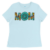 Baby Blue Western Mom With Turquoise Gemstone Ladies Tee - BundleAndBundleShop