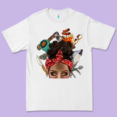 Wild Camping Afro Messy Bbs Premium Tee Designed By Bundleandbundleshop
