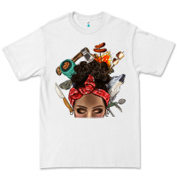 White Wild Camping Afro Messy Bbs Premium Tee - BundleAndBundleShop