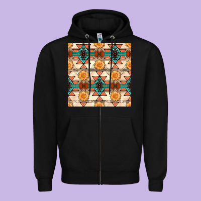 Native American Aztec Seamless Pattern 1 Zipper Hoodie Designed By Bundleandbundleshop