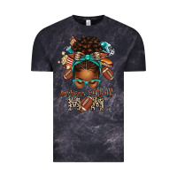 Cloud Black American Football Mom Afro Messy Bun Vintage Tee - texasbilliewilder
