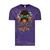 Cloud Purple American Football Mom Afro Messy Bun Vintage Tee - texasbilliewilder
