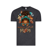 Vintage Black American Football Mom Afro Messy Bun Vintage Tee - texasbilliewilder