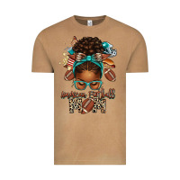 Vintage Camel American Football Mom Afro Messy Bun Vintage Tee - texasbilliewilder