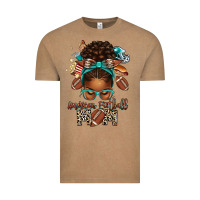 Vintage Coffee American Football Mom Afro Messy Bun Vintage Tee - texasbilliewilder