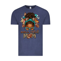 Vintage Denim American Football Mom Afro Messy Bun Vintage Tee - texasbilliewilder