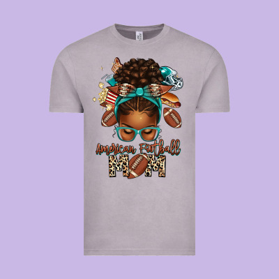 American Football Mom Afro Messy Bun Vintage Tee Designed By Texasbilliewilder
