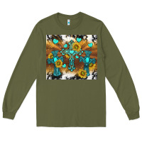 Army Green western crosses and sunflowers Long Sleeve Tee - TumblerDesignByShophia