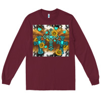 Burgundy western crosses and sunflowers Long Sleeve Tee - TumblerDesignByShophia
