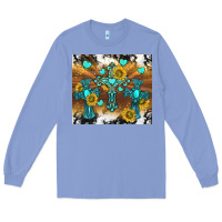 Colony Blue western crosses and sunflowers Long Sleeve Tee - TumblerDesignByShophia