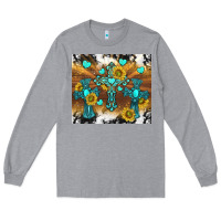 Heather Grey western crosses and sunflowers Long Sleeve Tee - TumblerDesignByShophia