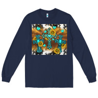 Navy western crosses and sunflowers Long Sleeve Tee - TumblerDesignByShophia