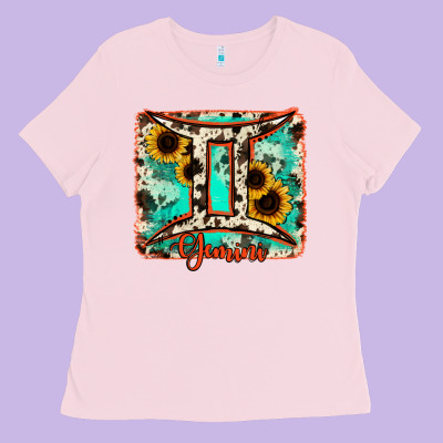 Gemini Turquoise Cowhide Ladies Tee Designed By Ranaportraitstore