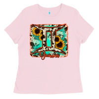 Bubblegum Pink gemini turquoise cowhide Ladies Tee - RanaPortraitStore