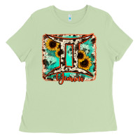 Matcha gemini turquoise cowhide Ladies Tee - RanaPortraitStore