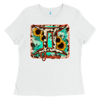 White gemini turquoise cowhide Ladies Tee - RanaPortraitStore