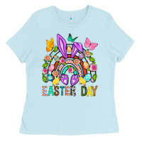 Baby Blue Easter Day Rainbow Ladies Tee - BundleAndBundleShop