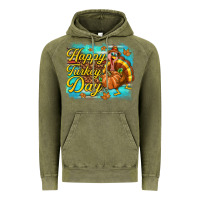 Vintage Olive Happy Turkey Day Vintage Hoodie - texasbilliewilder