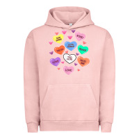 Pigment Salmon womens valentine candy heart valentines day vneck Urban Hoodie - tuanDangUi