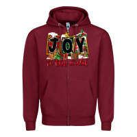Burgundy Joy To The World Zipper Hoodie - FaDigitalArtStudio