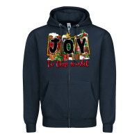 Navy Joy To The World Zipper Hoodie - FaDigitalArtStudio