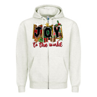 Oatmeal Heather Joy To The World Zipper Hoodie - FaDigitalArtStudio