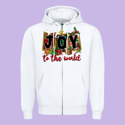 Joy To The World Zipper Hoodie Designed By Fadigitalartstudio